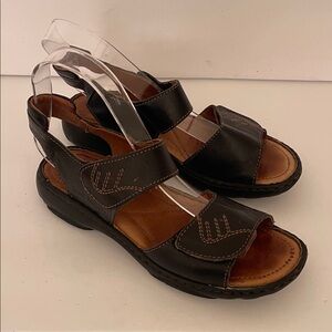 Josef Seibel Black and Brown Leather Sandals EU size 37